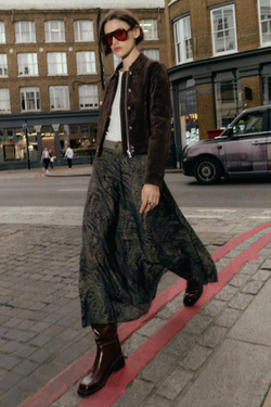 ZARA ЮБКА МИДИ ИЗ ТКАНИ С АНИМАЛИСТИЧЕСКИМ ПРИНТОМ И РЕМНЕМ, РАЗНОЦВЕТНЫЙ