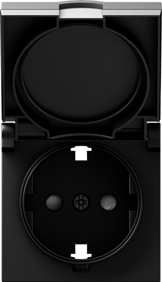 Накладка для розетки Schuko с заземлением,  с крышкой,  16A 250 В~,  матовый карбон,  серия A07