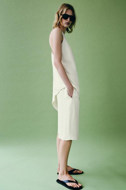ZARA ШОРТЫ В ПИЖАМНОМ СТИЛЕ — ZW COLLECTION, ЭКРЮ