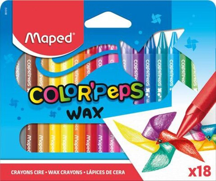 Мелки восковые MAPED COLOR'PEPS WAX 18 цв. треуг.форма, карт.упак