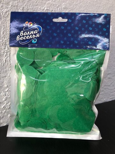 Конфетти бумажное тишью Круг, Тиффани (зеленый), 2,5 см, 50 г