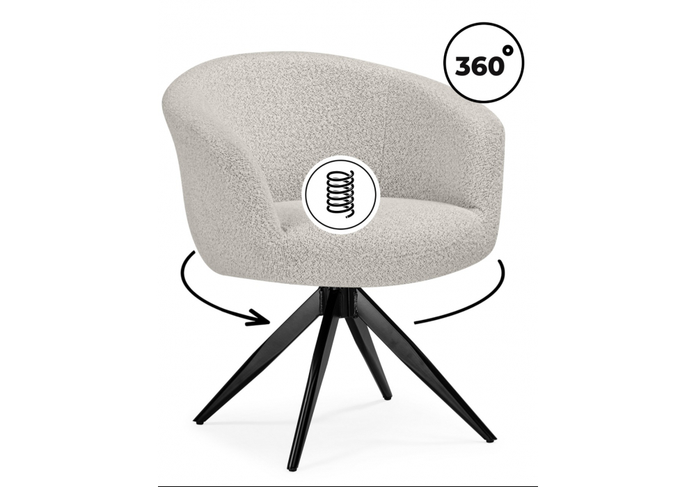 Стул на металлокаркасе Woodville Solomon 1 вращающийся светло-бежевый, черный, ножки черные