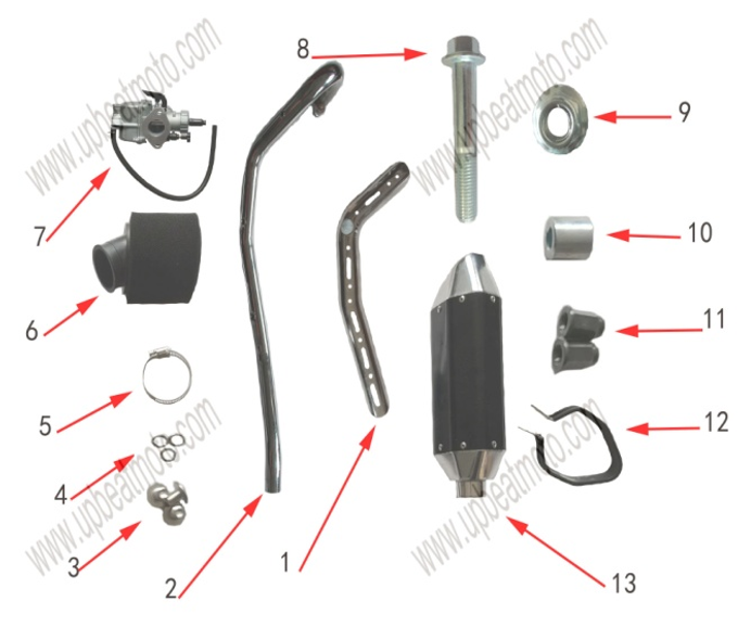 Запчасти B к питайку Motax MX 125, KTM 125, MOTAX 140