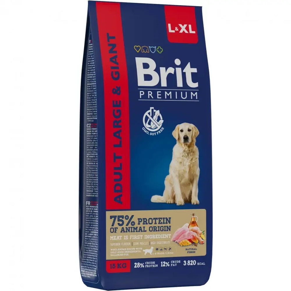 Brit premium dog adult large and giant сухой корм для взрослых собак крупных и гигантских пород с курицей - 15 кг