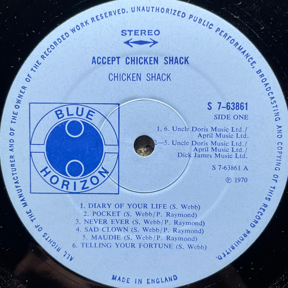 Chicken Shack ‎– Accept Chicken Shack (Англия 1970г.)