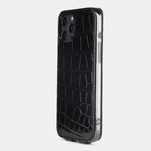 Special order: Чехол для iPhone 12 Pro Max из натуральной кожи крокодила, цвета черный лак