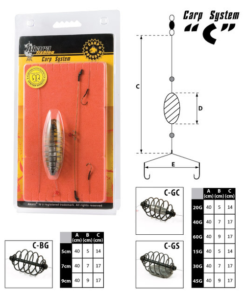 Снасточка карповая Akara мод. C без груза 9 см