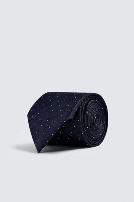 ZARA ГАЛСТУК ЖАККАРДОВЫЙ 100% ШЕЛК, МОРСКОЙ СИНИЙ