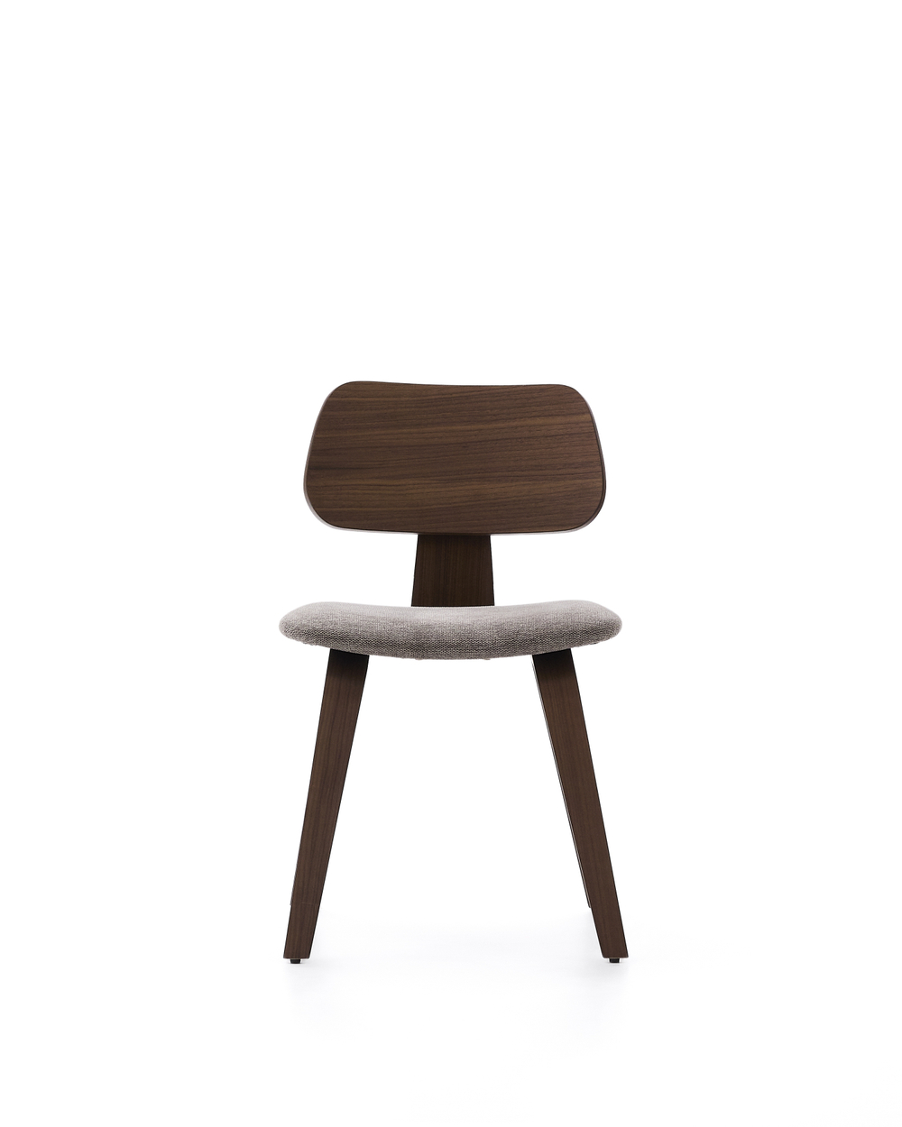 Стул Gena из бежевого шенилла с каркасом из шпона ореха и каучукового дерева