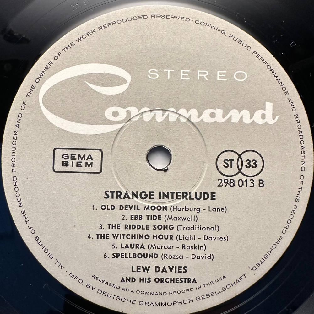 Lew Davies And His Orchestra - Strange Interlude (Европа 1961г.)