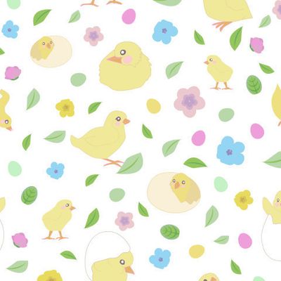 цыплята с цветочками и листочками
