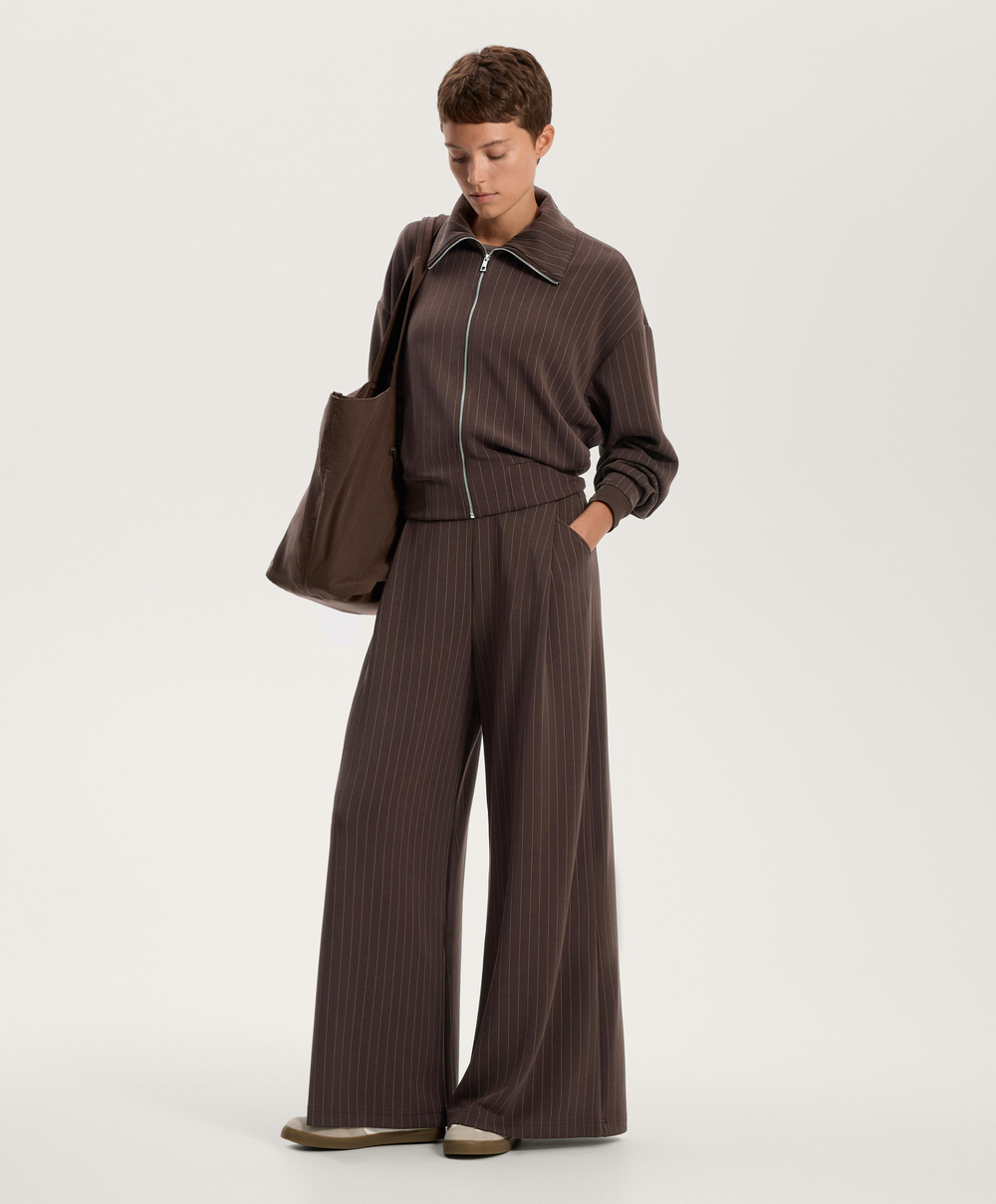 OYSHO Широкие брюки в полоску с мягким на ощупь модалом, темно-коричневый