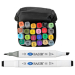 Маркер для скетчинга, двусторонние, Basir, четырёхгранные, 15 мм, спиртовые, 24 шт