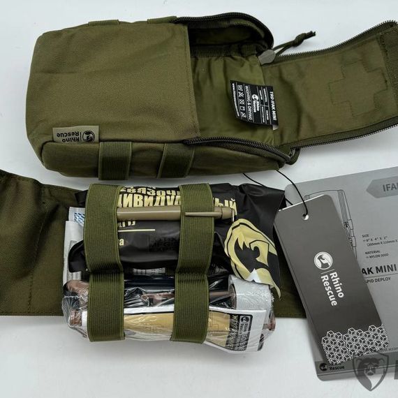 Тактическая аптечка “RHINO RESCUE” MINI 11 в 1, олива
