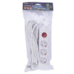 S-GCU3-5B WHITE Удлинитель серии Ultra. шнур 5м.. 3 гнезда. 16A. с-з. Белый. TM Uniel