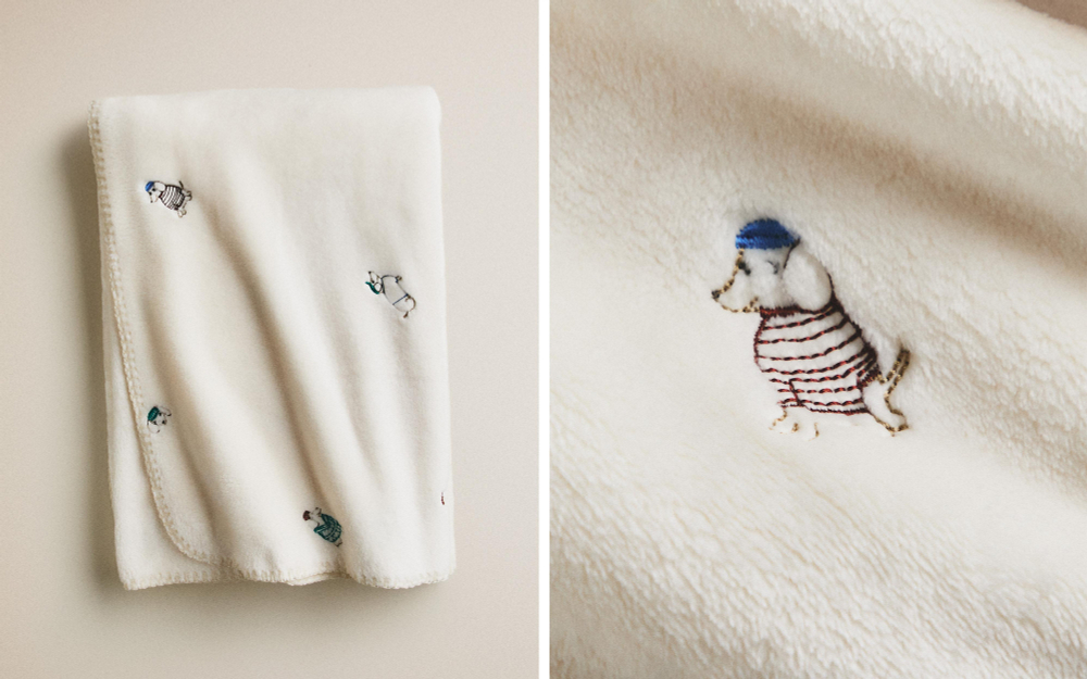 Zara Home плед детский из полиэстера, экрю, 90x120 см · 4601/004