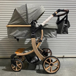 Коляска-трансформер Sweet Kids 608 2в1 Серый текстиль на золотой раме