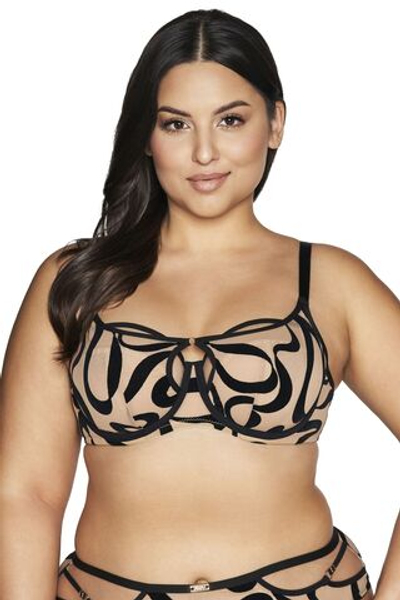 Оригинальный бюстгальтер с мягкой чашкой Velvet Desert (Размер: 75G) (Цвет: черный с бежевым)