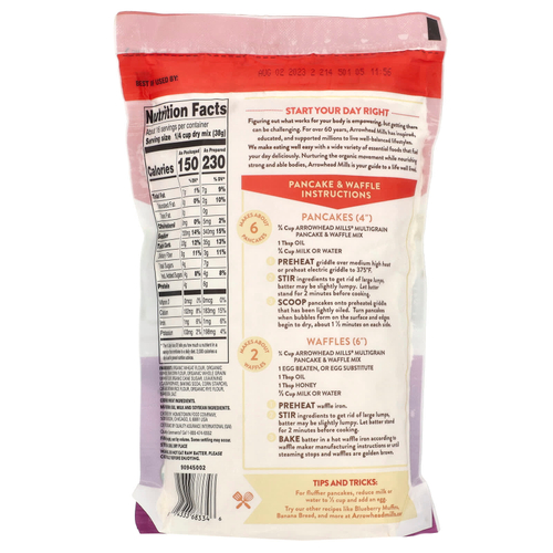 Arrowhead Mills, Органическая смесь для блинов и вафель из нескольких злаков, 623 г (22 унции)