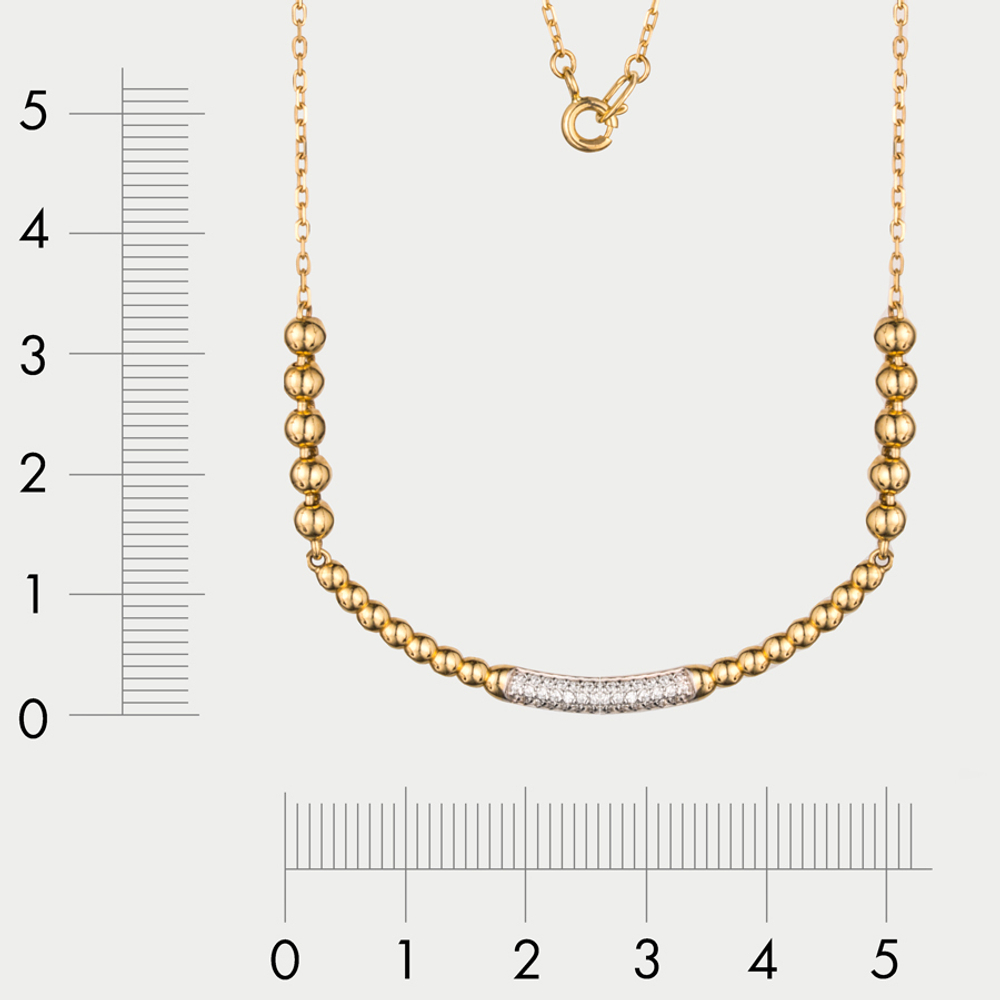 Женское колье из желтого золота 585 пробы с фианитами (арт. Ко4265лим)