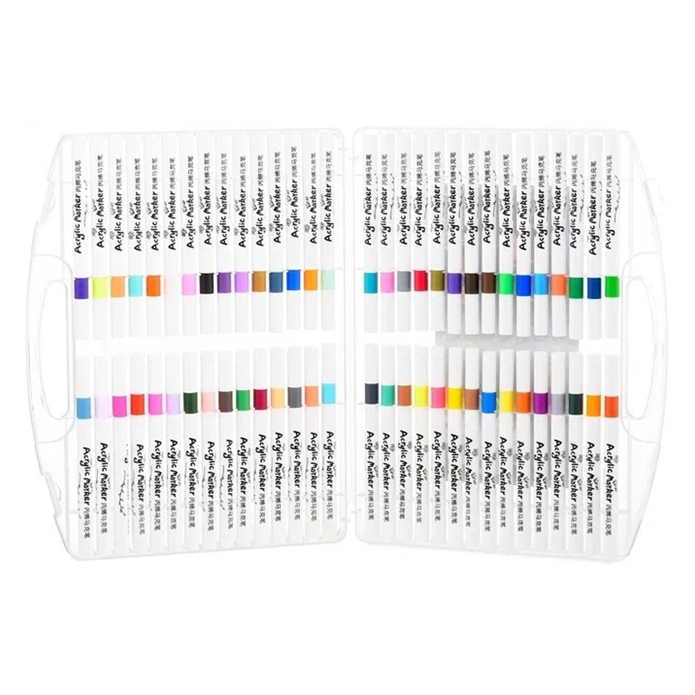 Маркер для скетчинга Basir, акриловый, белый корпус, 60 цветов