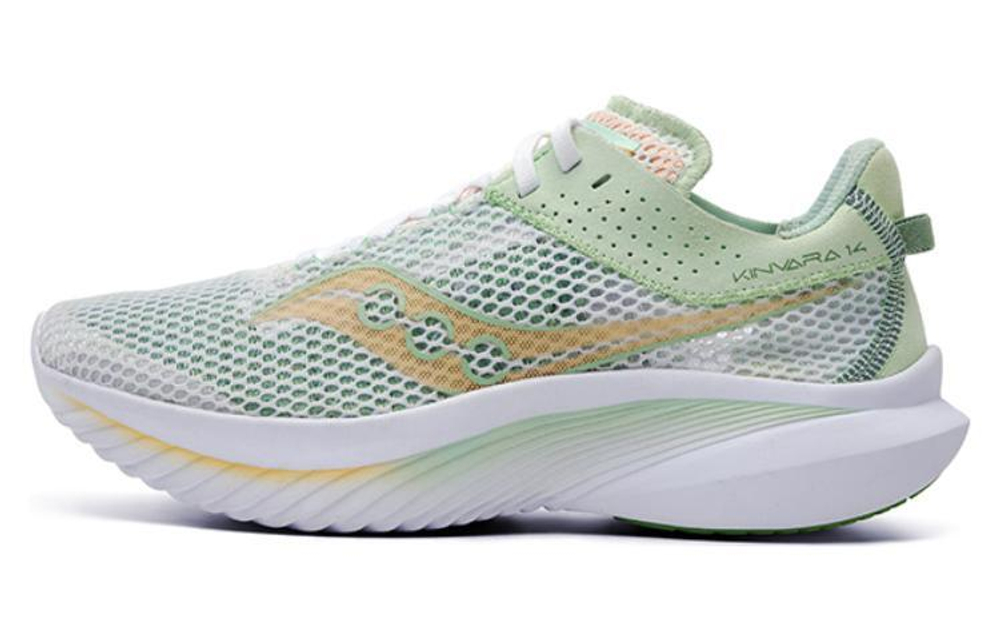 Saucony Kinvara 14 comfortable non-slip wear-resistant lightweight low-cut casual running shoes women's white and green