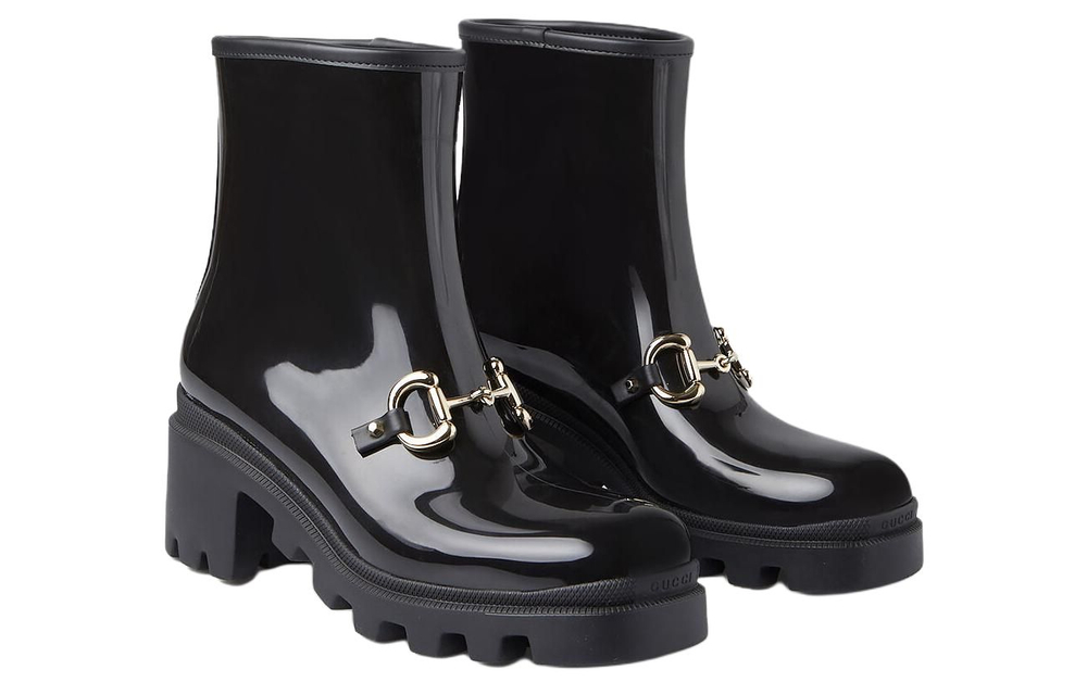 GUCCI Horsebit Women"s Ankle Boots Black