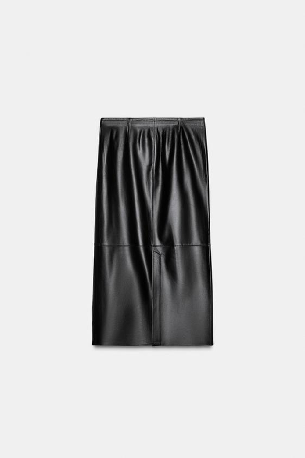 ZARA ЮБКА ИЗ 100% КОЖИ — ZW COLLECTION LIMITED EDITION, ЧЕРНЫЙ