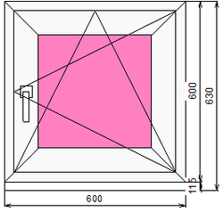 Пластиковое окно 600 х 600 ТермА Эко с поворотно - откидной створкой