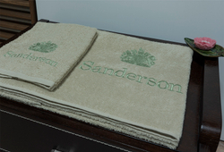 Набор полотенец 3шт Palombella Sanderson Logo Ricamato Эмблема вышита 118 beige-оlive бежевый-зеленый