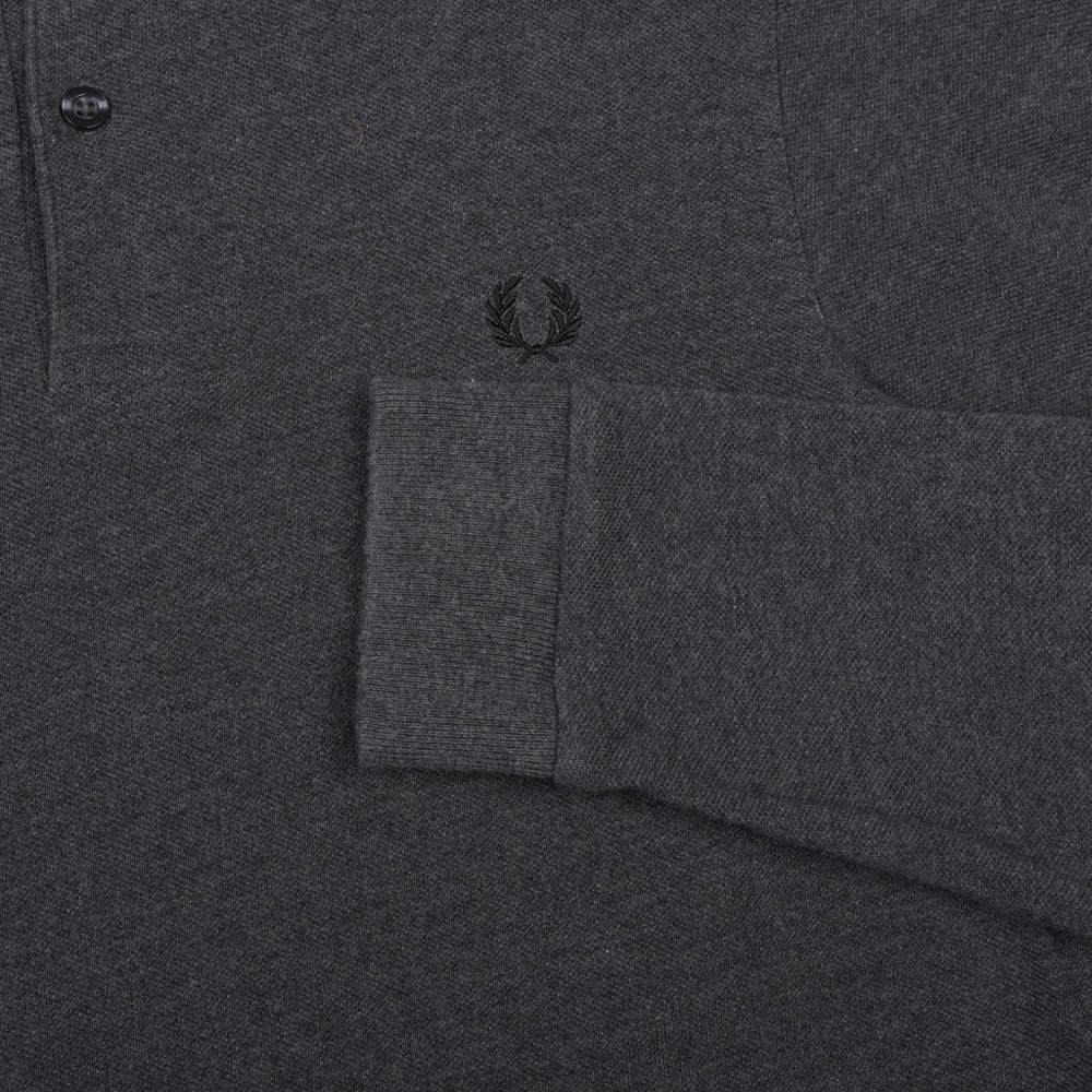 Темно-серое лонгслив-поло Fred Perry с спокойными акцентами, M slim