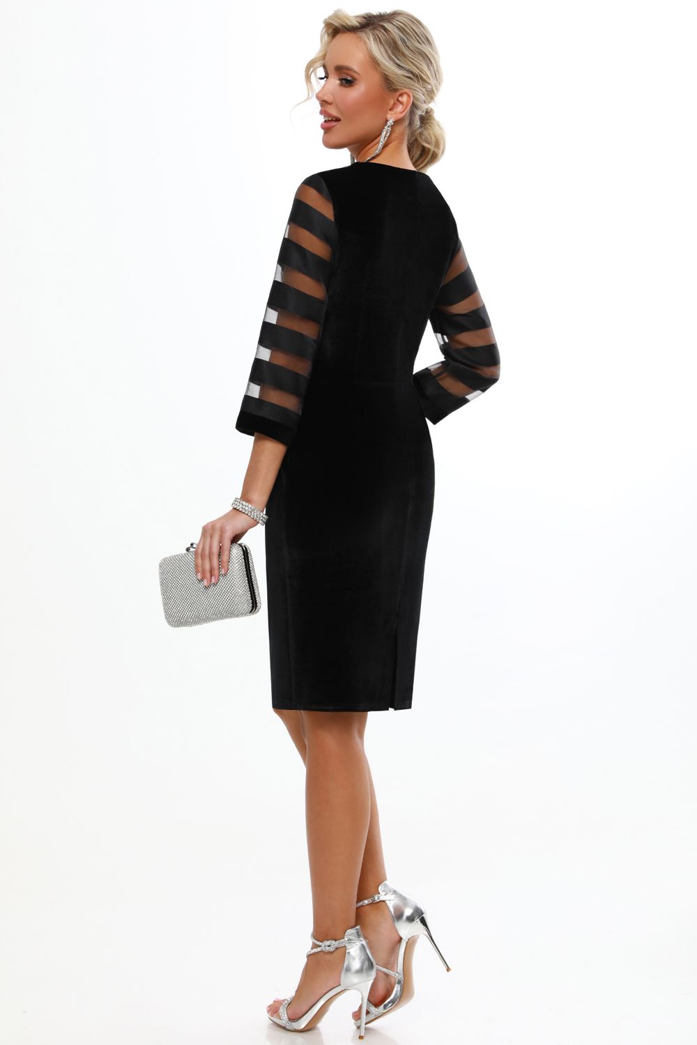 Платье бархатное черное с вырезом каре DStrend (Акция)