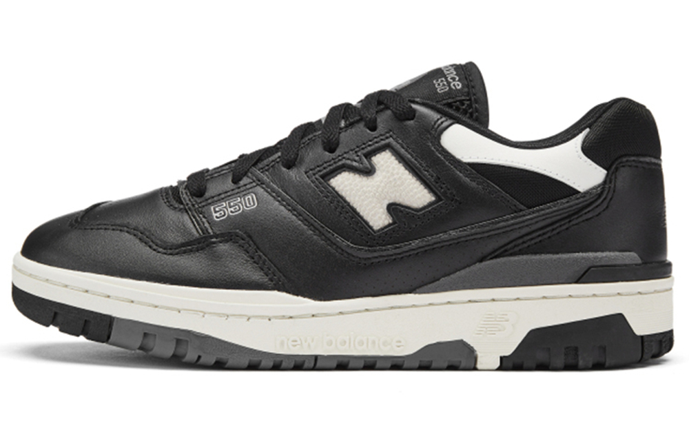 New Balance NB 550 leather non-slip wear-resistant lightweight low-cut retro basketball shoes for men and women in the same style black and white