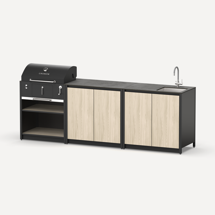 Мангальный комплекс Lounge M-107SB, 2.7 м, дуб сонома/черный мрамор