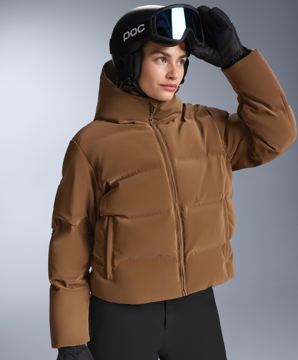 OYSHO Водостойкий пуховик из атласа Minardi Piume SKI, медовый