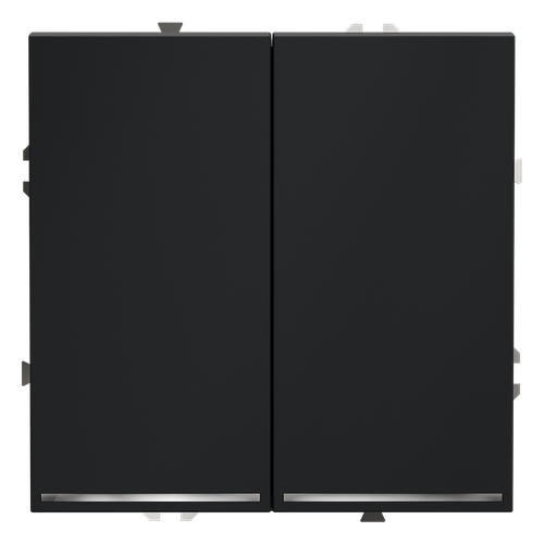 Выключатель встраиваемый VOLTUM S70 двухклавишный с подсветкой 10А, (графит)