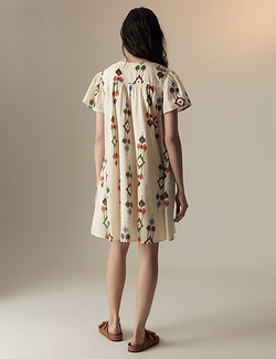 M&S ПЛАТЬЕ МИНИ С V-ОБРАЗНЫМ ВЫРЕЗОМ, ЭКРЮ