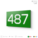 Номер на дверь 487, табличка на дверь для офиса, квартиры, кабинета, аудитории, склада, зеленая 120х70 мм, Айдентика Технолоджи