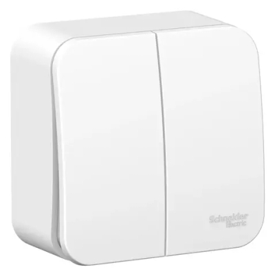 BLANCA О/У 2-клавишный ВЫКЛЮЧАТЕЛЬ (сх.5), МЕТАЛ.ПЛ. 10А, 250В, БЕЛЫЙ