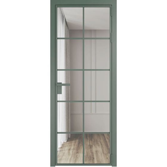 Алюминиевая дверь 4AG зелёный воск остеклённая