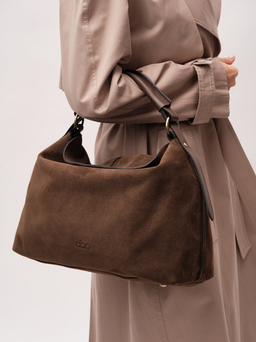 Замшевая сумка Andrea DBR 31374 кофе