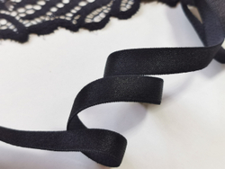 Бретелечная резинка без фестонов, 10 мм, черная с блеском, (Арт: BR740/10-170), м
