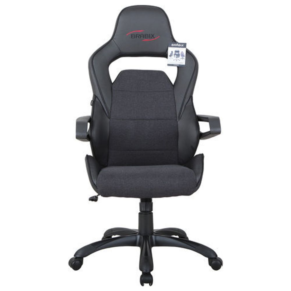 Кресло компьютерное BRABIX "Nitro GM-001", ткань, экокожа, черное, 531817