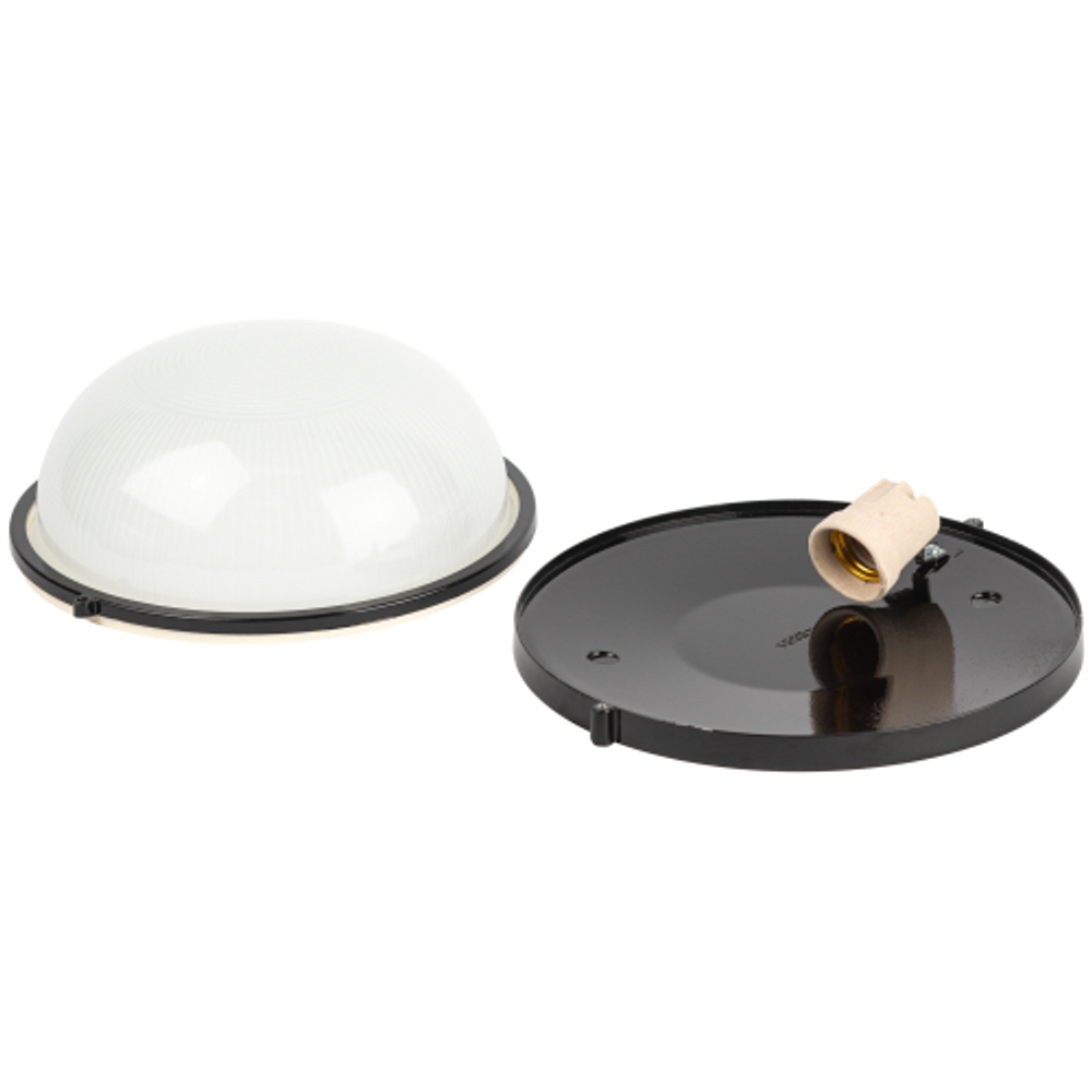 Светильник ЭРА НБП 03-100-001 Акватермо алюминий/стекло IP54 E27 max 100Вт D240 круг черный