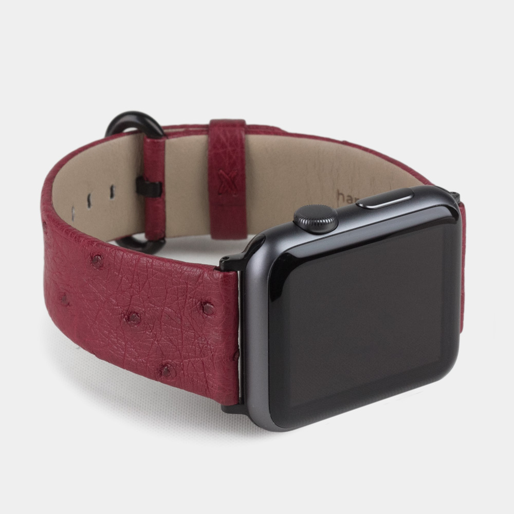 Ремешок для Apple Watch 44/45/46 mm из кожи страуса, цвета фуксии