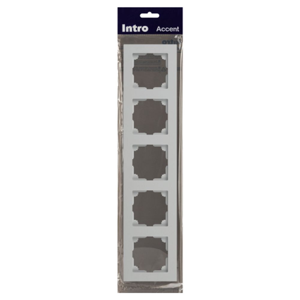 Рамка для розеток и выключателей Intro Accent 6-505-01 на 5 постов, СУ, белый | Intro