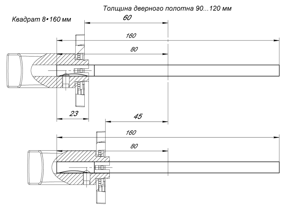 Квадрат для ручек Spindle 8х160