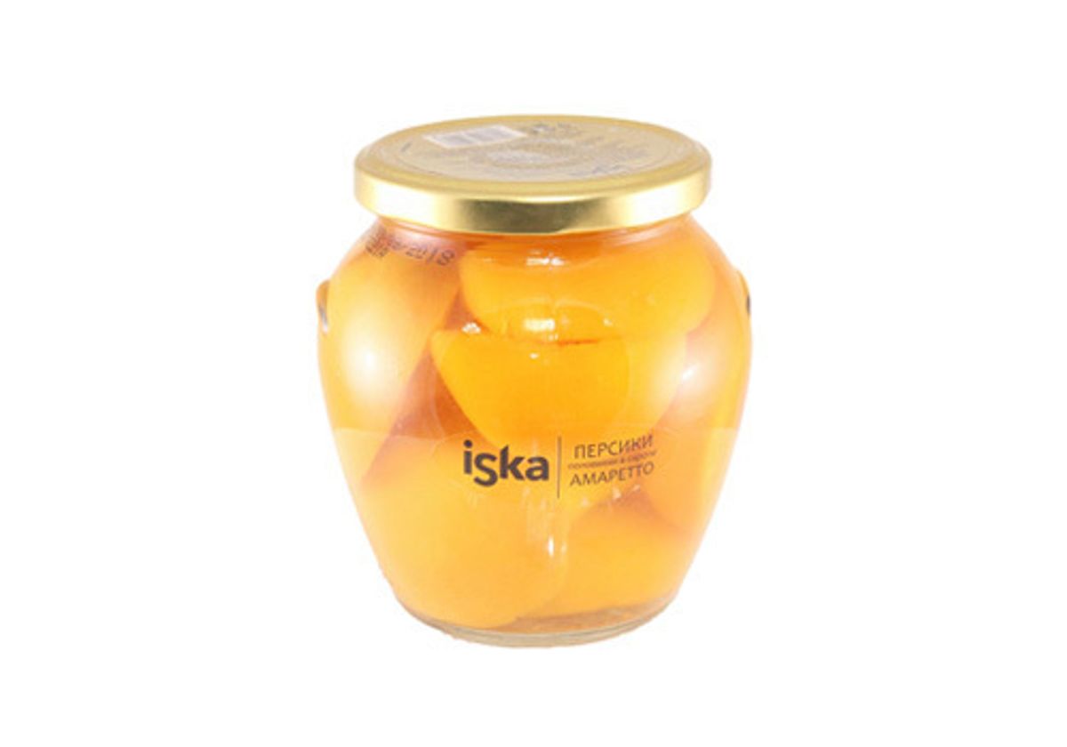 Персики половинки в сиропе с амаретто Iska, 580мл