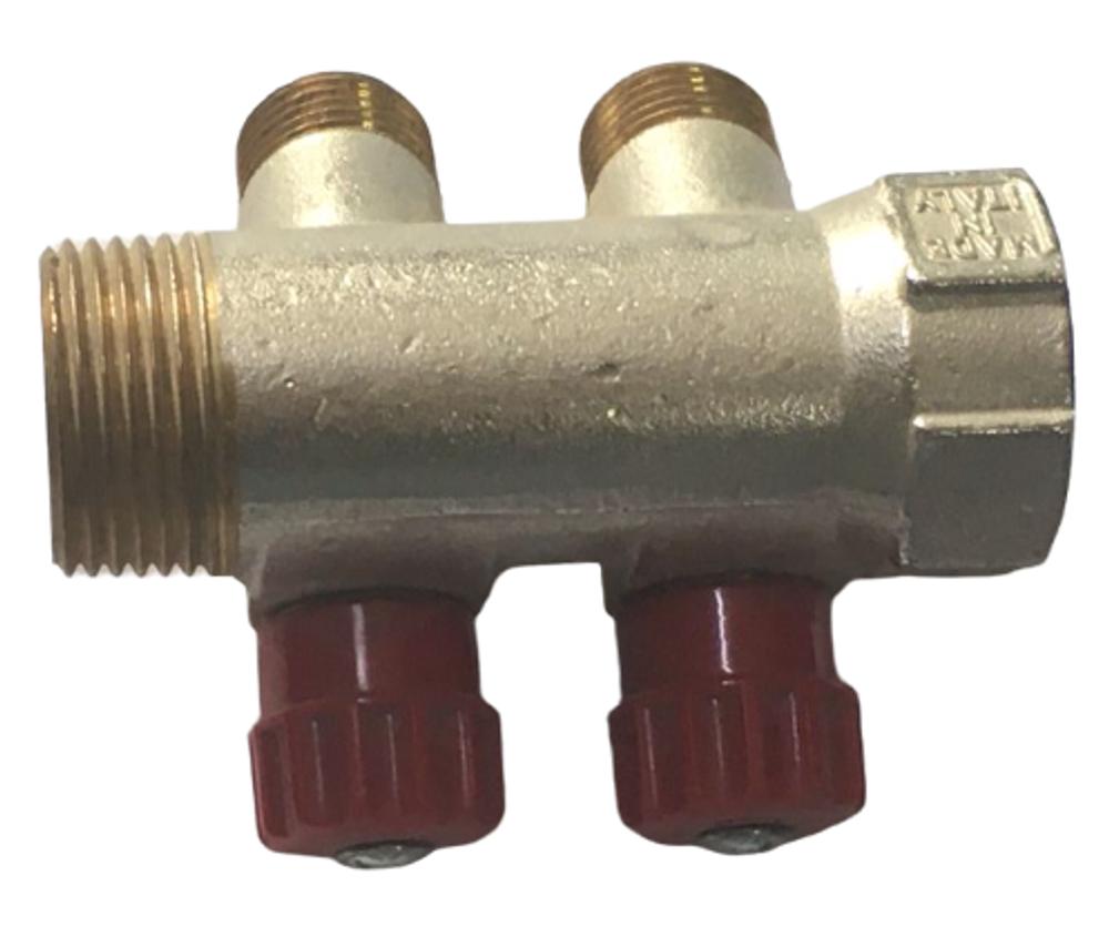 Коллектор NTM 1x1/2 н.р на 2 выхода с вентилями