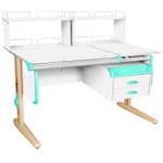 Растущая парта СУТ 25 с задними полками СУТ.15.240 и навесной тумбой (1200×880 мм)